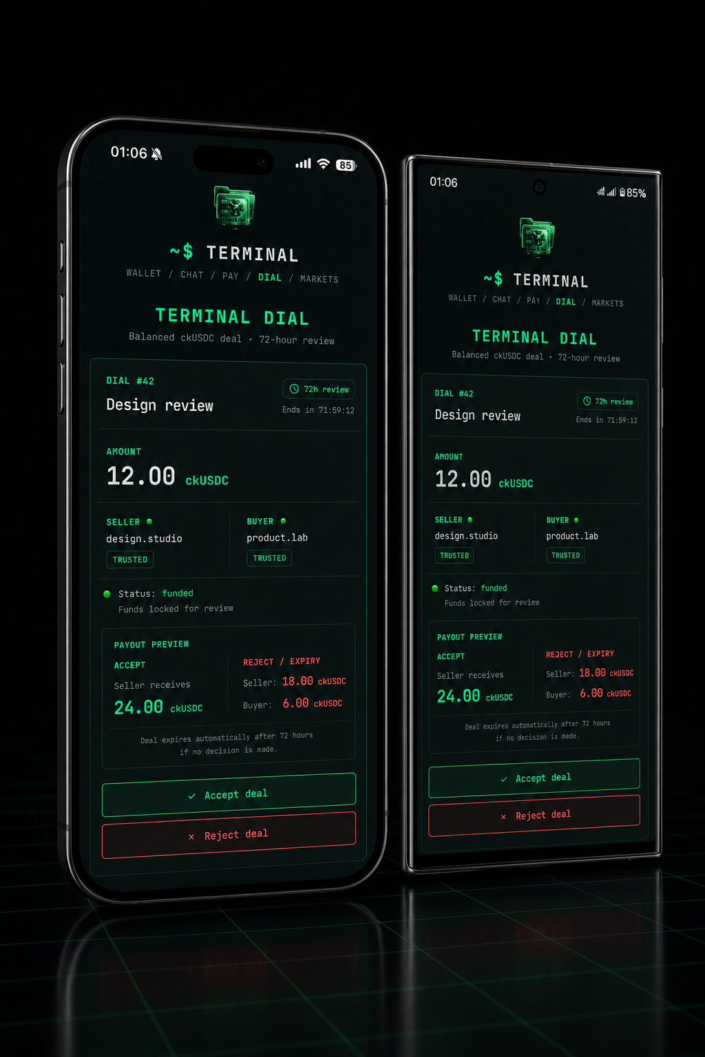 TERMINAL Dial rules-based ckUSDC deal interface